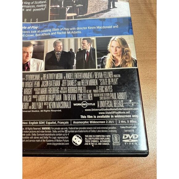 State of Play (DVD) Russell Crowe• Universal Pictures• PG 13 - Picture 5 of 7